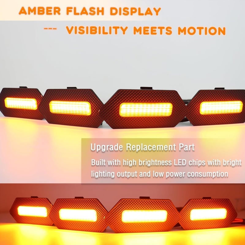 ZDEERAOTO 4pc Smoked Housing Amber LED Front Centra Grille Lights DRL Feature Kit for Toyota 4runner 2025 TRD & TRD PRO & Trailhunter,OEM Grill Led Grill Light for 4Runner Accessories (Yellow) - Image 3